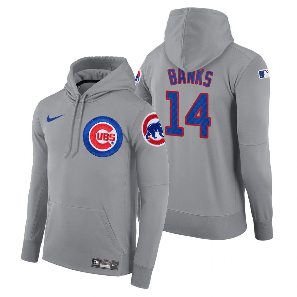 Men Chicago Cubs #14 Banks gray road hoodie 2021 MLB Nike Jerseys->chicago cubs->MLB Jersey